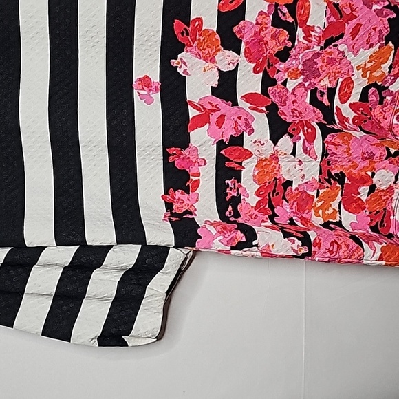 Free People Postmark Linnea striped floral border balloon sleeve tunic top Med - Picture 7 of 9